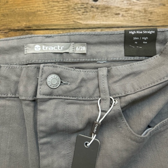 TRACTR Light Charcoal Grey Flannel Soft High Rise Straight Leg Jeans Sz 6/28 - Picture 8 of 12
